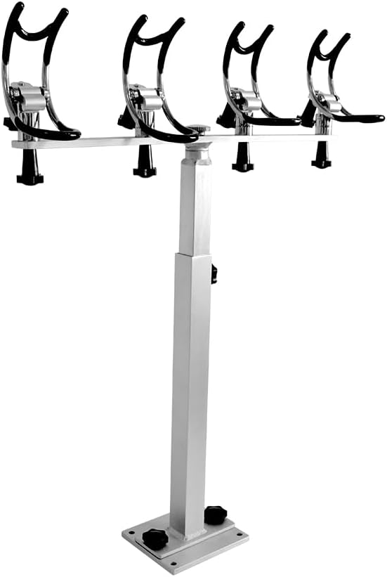 360 Degree Rotation & Adjustable Height PVC Coated Aluminum Fishing Rod Holder with Mounting Plate for Boat Yachts and More