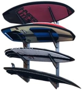 Krypt Towers Ultimate Board Sports Wall Mount Storage Rack, Heavy Duty Steel Board Stand, Rubber Padded Fingers, Store & Display Up To 4 Surfboards, Wakeboards, Snowboards, Skiis, Longboards & More