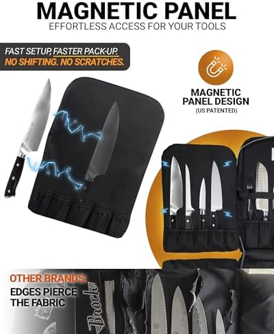 Magnetic Chef Knife Backpack with 2-Pack Knife Edge Guards (8.5") Included