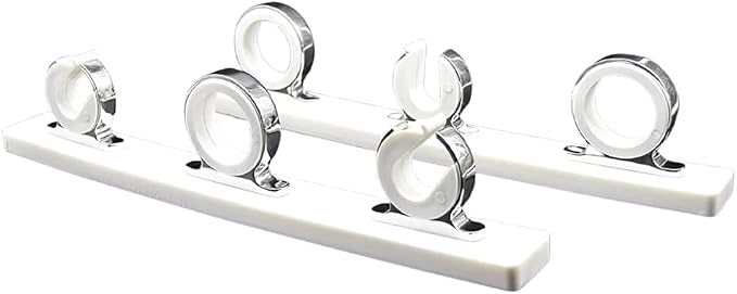 MARINE CITY Fishing Rod Storage Hanger Rack, 3-Rod Reel with White Poly Board, 316 Stainless Steel, Length 2.71 Inches for Boats Yachts Cars & Marine Use