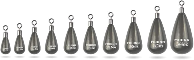 10 Pack Tungsten Free Rig Weights, Tear Drop Fishing Sinkers with Round Eye for Finesse Bass Fishing