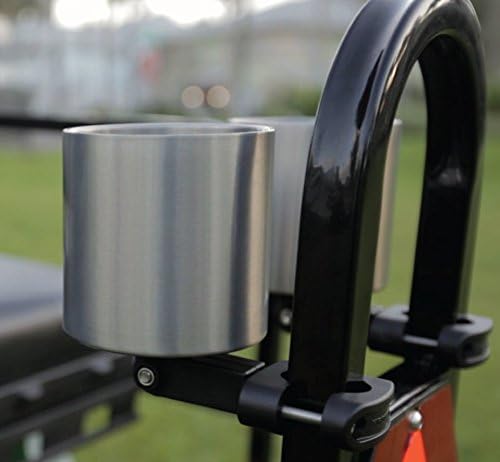 Kroozie Deluxe Bike Bottle Holder – Universal, Stainless Steel Bike Cup Holder for Handlebars – For Vertical or Angled Bars & Drinks up to 48 Oz. – Stroller, Cruiser, & Ebike Accessories