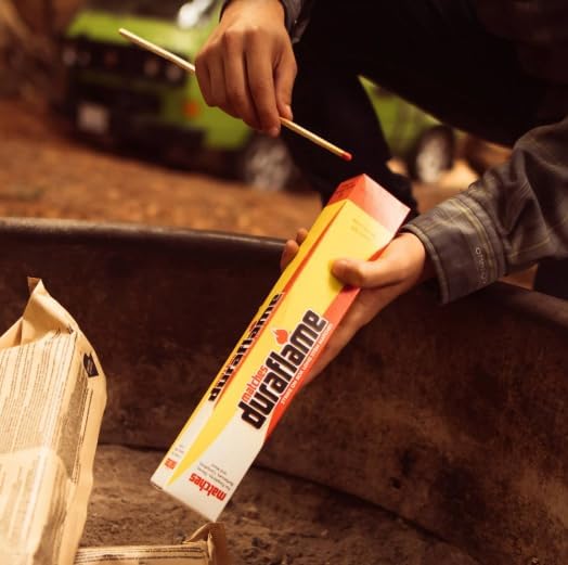 Duraflame Quick Start Firelighters 80 Pack + Long Strike Matches – Fast, Clean-Burning Fire Starters for Fireplaces & Campfires (2 Pack + Matches)