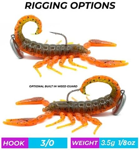 FRESHBAITZ Scorpion Sampler Kit | Soft Plastic Fishing Lures for Freshwater Largemouth and smallmouth bass, Fishing Tackle Bundle