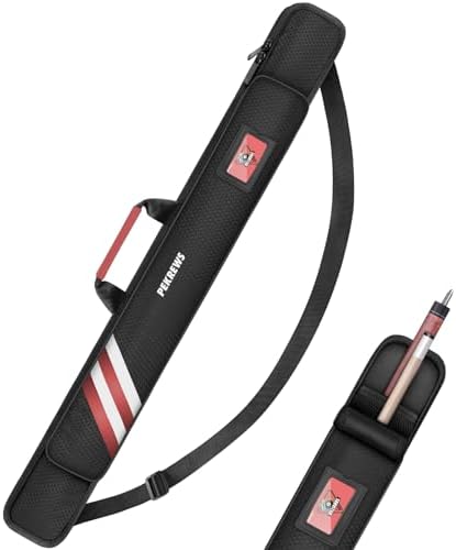 PEKREWS 1x1 Soft Cue Bag Red & 4x4 Hard Pool Cue Case Carbon Black Set