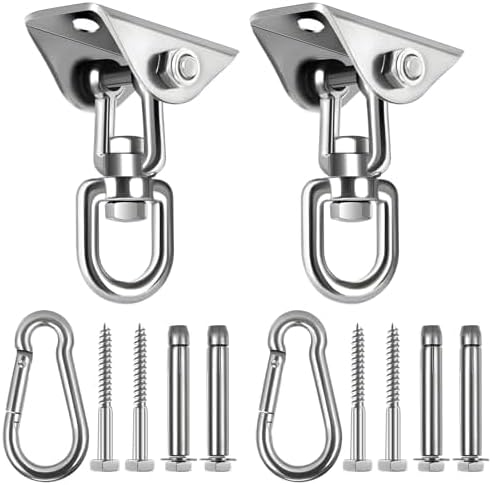 Yose Porch Swing Hanging Kit Heavy Duty 1000lbs Stainless Steel, Easy to Install Swing Hardware with Ceiling Hooks and Hammock Hooks, Complete Swing Set Accessories for Indoor Outdoor Patio Garage