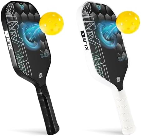 Velarta 2-Pack Professional Pickleball Paddles - Black + White - Carbon Fiber, USAPA Approved, 16mm, Premium Grip - Paddle Rackets for Adults
