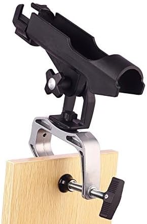 HiUmi Fishing Boat Rods Holder with Large Clamp Opening 360 Degree Adjustable Fishing Rod Racks Folding Holder