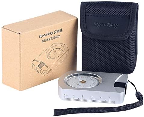 Pocket Altimeter, Clinometer, Battery-Free Altimeter, Professional Aluminum Accurate Altimeter, Compact Handheld Clinometer for Height & Slopes Angles Measuring, Silver