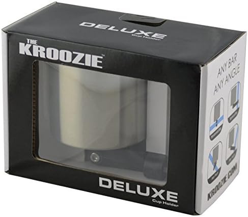Kroozie Deluxe Bike Bottle Holder – Universal, Stainless Steel Bike Cup Holder for Handlebars – For Vertical or Angled Bars & Drinks up to 48 Oz. – Stroller, Cruiser, & Ebike Accessories