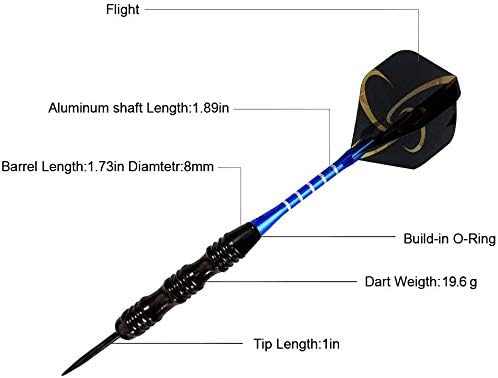 WINSDART Darts Metal Tip Set Professional Metal Darts for Dartboard Steel Tip Darts with Nonslip Iron Barrel Aluminum Dart Shafts,Extra Flights,Dart Sharpener,Gift Box