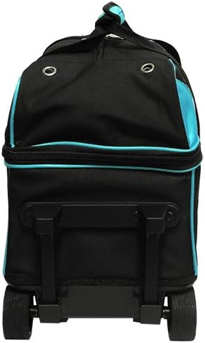 Pyramid Prime Double Roller 2 Ball Bowling Bag with Large Separate Compartment for Bowling Shoes (Up To US Mens Size 16) or Accessories, Locking Handle - Extends to 40"