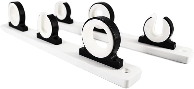 MARINE CITY 3-Rod Reel Fishing Rod Storage Hanger Rack with White Poly Board – Aluminum Black Powder Coating, Ideal for Marines, Boats, Vans, and Cars (Pack of 1)