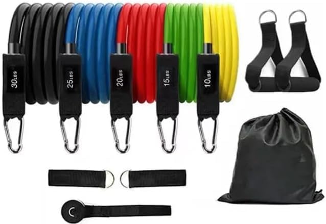 Ab Roller Home Gym Equipment – 4 Wheels Ab Wheel Muscle Roller with Built-in Tracker , 5Pcs Resistance Bands, Ankle Straps, Door Anchor, Handles, Travel Bag – Comfortable Elbow Support with Non-Slip Handles