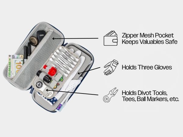 Pins & Aces Glove and Accessory Caddie - Your All-In-One Solution For Organizing And Carrying Essential Golf Accessories On The Course (Gray)