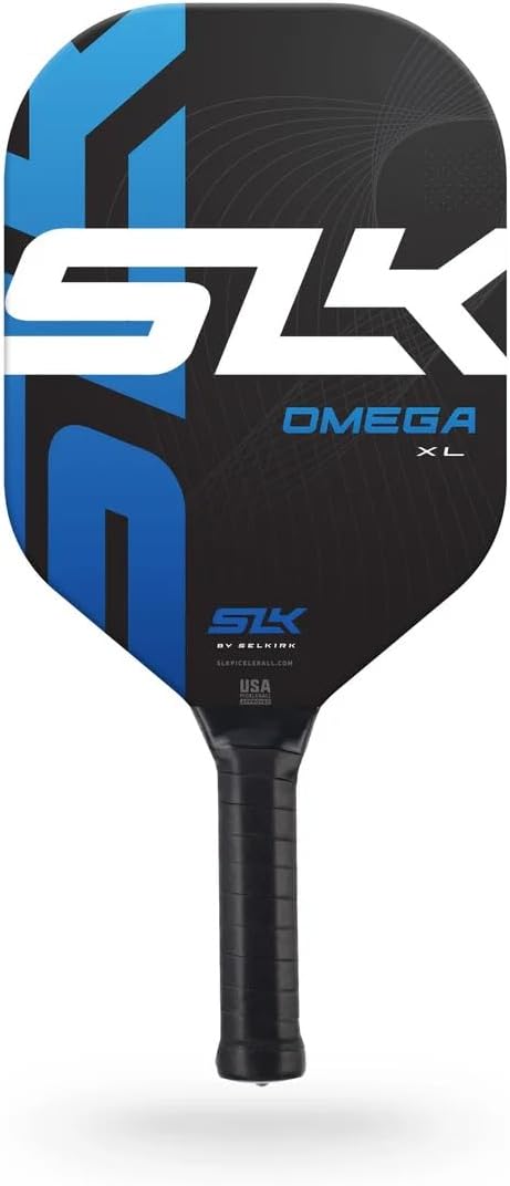 Selkirk Sport SLK Omega Pickleball Paddle Designed in The USA | Edgeless Dual Carbon and Fiberglass Pickleball Paddle with Rev-Core+ Polymer Core | XL Blue