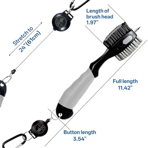 Hiker Bundle 2 Golf Club Cleaning Brush and Magnetic Towel Set - Ultra-Absorbent Microfiber Waffle Towel with Carabiner, Groove Cleaner Tool Retractable Zipline for Golf Bag Accessories (2 Items