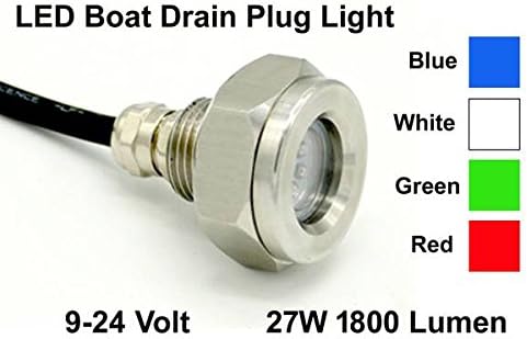 Tidal Wake IP68 LED Underwater Boat Drain Plug Light, Fits 1/2" NPT Threaded Drain, No Holes to Drill! Ultra-Bright Underwater Marine Lighting in Minutes! for Cruising, Fishing, Swimming (Green)