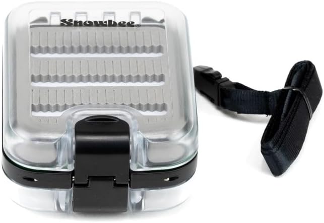 Snowbee Easy‑Vue Waterproof Fly Box – Small (3.8″ × 2.8″ × 1.4″), Holds 136 Flies, Clear ABS Lids, Silicone Gasket, Micro‑Slit Foam Insert, Includes Necklace Lanyard for Vest or Pocket Use