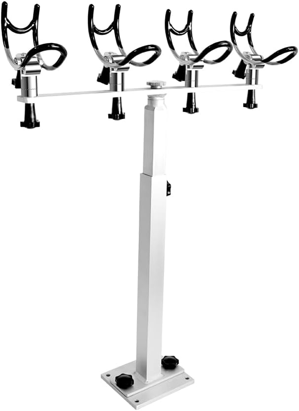 360 Degree Rotation & Adjustable Height PVC Coated Aluminum Fishing Rod Holder with Mounting Plate for Boat Yachts and More