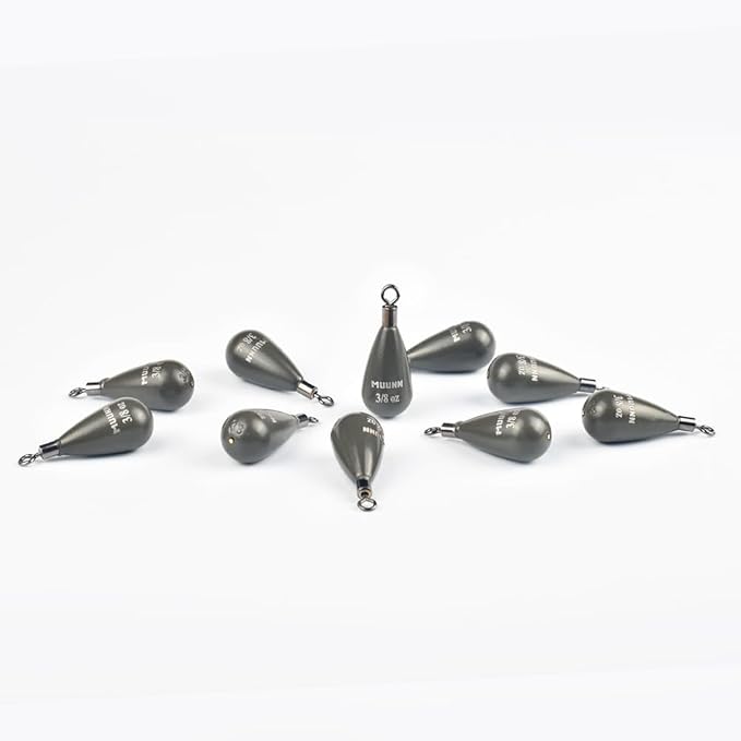 10 Pack Tungsten Free Rig Weights, Tear Drop Fishing Sinkers with Round Eye for Finesse Bass Fishing