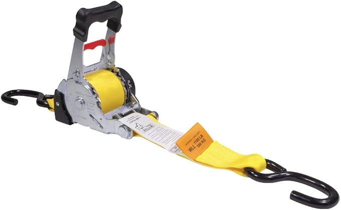 Mytee Products 8 Pk 2"x9.2' Bolt on Yellow Retractable Ratchet Straps for Cargo - Coated S Hook Auto Retract Ratchet Straps - Self Ratcheting Strap for Boat Tie Down to Trailer & Jet Ski, ATVs, Bikes