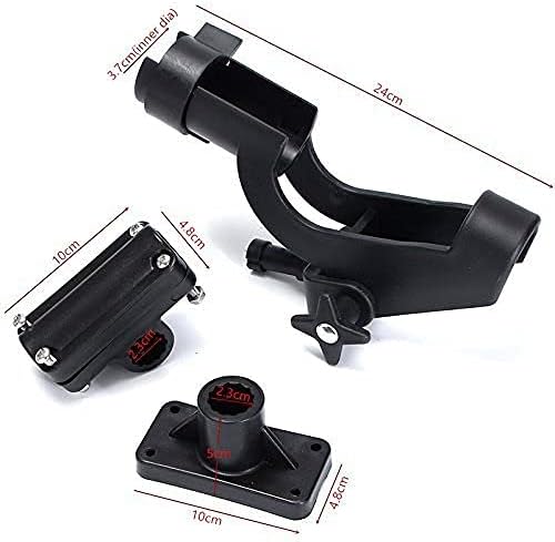 HiUmi Adjustable Rotatable Plastic Fishing Rod 3 Mount Rack Holder Bracket Boat Canoeing Rowing Mount Kit Kayak Side Rod Holder