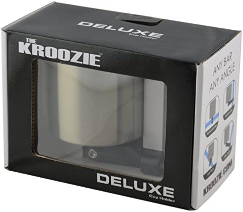 Kroozie Deluxe Bike Bottle Holder – Universal, Stainless Steel Bike Cup Holder for Handlebars – For Vertical or Angled Bars & Drinks up to 48 Oz. – Stroller, Cruiser, & Ebike Accessories