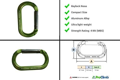 Carabiner Micro 900 Aluminum Straight Gate Keylock 4 kN