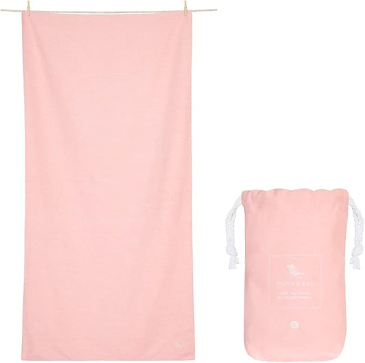 Dock & Bay Beach Towel - Quick Dry, Sand Free - Compact, Lightweight - 100% Recycled - Includes Bag - Essential - Pink, Large (160x90cm, 63x35)