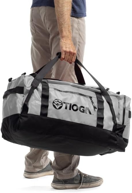 TIOGA Venture Outdoor Duffel Bag with Backpack Straps, Weather Resistant, Rugged Construction, Gear Hauling for Outdoor Adventures, Medium / 50L, Grey