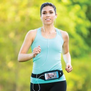 Tune Belt IP7 Running Belt for Women Men, Cell Phone Belt Holder, Waist Fanny Pack For iPhone 14/15, 14/15 Pro, 11/12/13 Pro, 12/13 mini, X/XS/XR, Galaxy S22/S23, With Accessory Pocket – Black