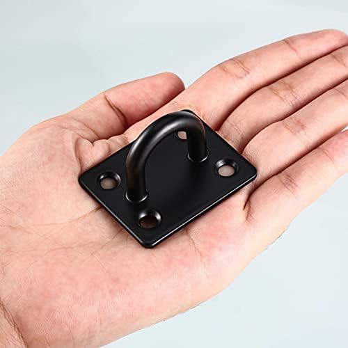 Shimeyao 12 Sets Stainless Steel Ceiling Hooks Heavy Duty Pad Eye Snap Hooks and Screw Eye Plate U Screw Hook Hardware Staple for Hammock Stand Hammocks Swing Chair Indoor Outdoor