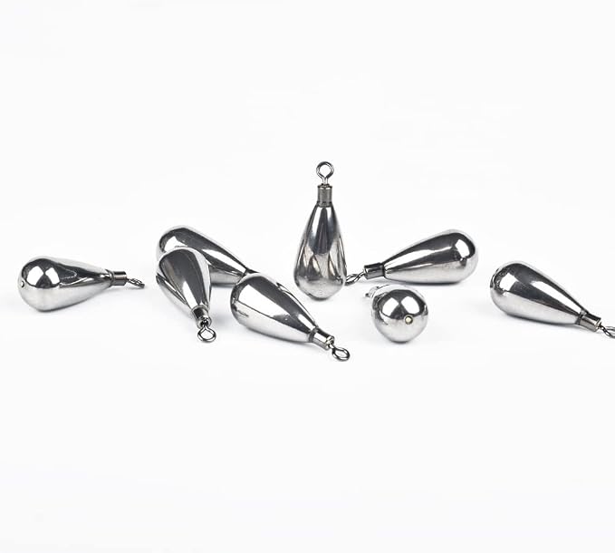 10 Pack Tungsten Free Rig Weights, Tear Drop Fishing Sinkers with Round Eye for Finesse Bass Fishing
