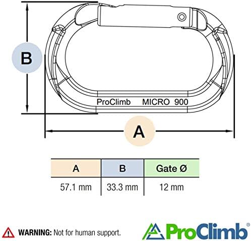 Carabiner Micro 900 Aluminum Straight Gate Keylock 4 kN