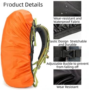 Waterproof backpack rain cover, outdoor backpack pack covers 30L-70L backpack (Orange, X-Large)