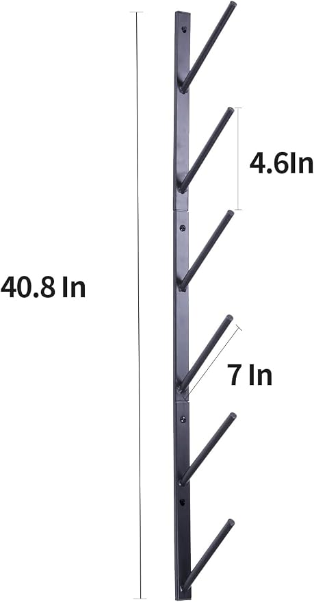 6 tiers Skateboard Wall Mount Longboard Rack Storage + 4pcs Skateboard Hanger Skate Deck Display Holder