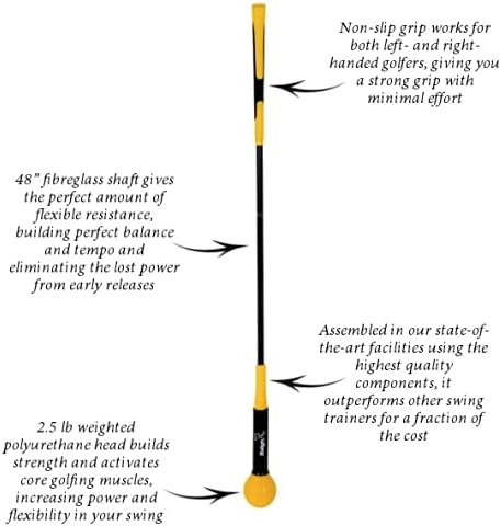 Easier Golfing PowerFlex Golf Swing Trainer - Golf Whip Weighted Swing Aid Improves Distance, Speed & Consistency, Golf Training Stick, Warm Up Swing Stick for Tempo and Swing Plane
