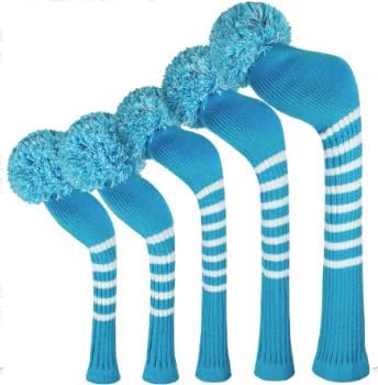 Scott Edward Golf Headcover Set of 5 PCS, Driver Wood Cover *1, Fairway Wood Cover *2, Hybrid Cover * 2, with Rotating Number Tags