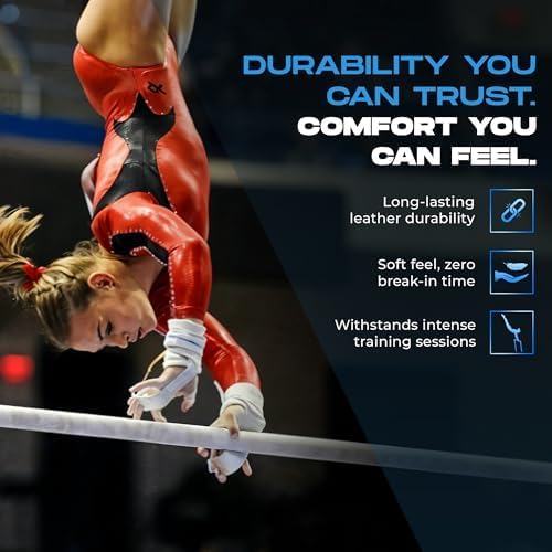 Gibson Athletic Just Right Uneven Bar Gymnastics Grips for Girls - Narrow Fit Leather Hand Grips for Gymnastics Bars - Gymnastics Equipment & Accessories, Made in USA