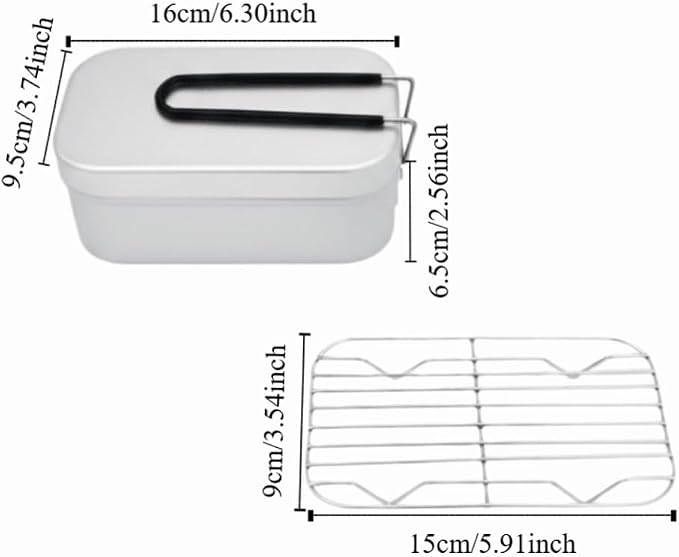 Lightweight Aluminum Camping Cookware Set – Portable Lunch Box with Folding Handle for Hiking, Backpacking & Outdoor Cooking