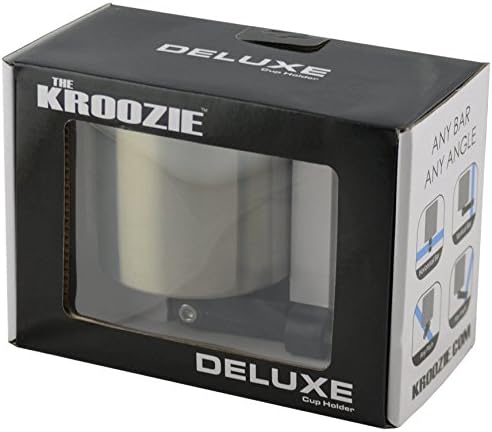 Kroozie Deluxe Bike Bottle Holder – Universal, Stainless Steel Bike Cup Holder for Handlebars – For Vertical or Angled Bars & Drinks up to 48 Oz. – Stroller, Cruiser, & Ebike Accessories
