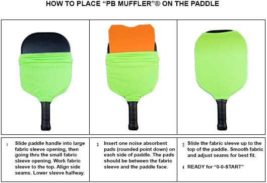 PB Muffler Pickleball Sound Absorber Paddle Accessory, Lab Tested QUIETS The pop Click Without Affecting Game Play, Perfect for HOA and Residential
