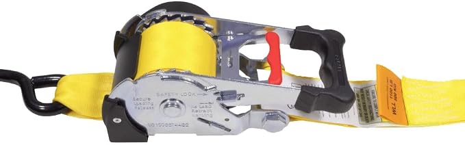 Mytee Products 4 Pk 2"x9.2' Bolt on Yellow Retractable Ratchet Straps for Cargo - Coated S Hook Auto Retract Ratchet Straps - Self Ratcheting Strap for Boat Tie Down to Trailer & Jet Ski, ATVs, Bikes