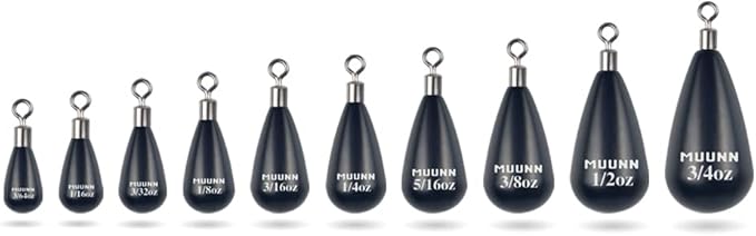 10 Pack Tungsten Free Rig Weights, Tear Drop Fishing Sinkers with Round Eye for Finesse Bass Fishing