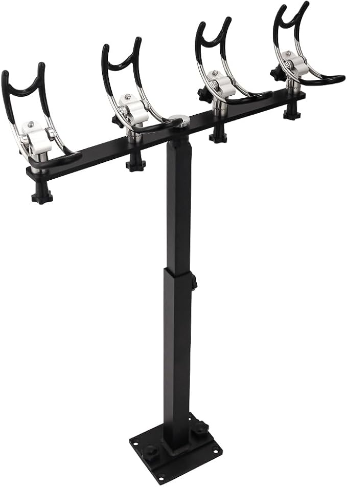 360 Degree Rotation & Adjustable Height PVC Coated Aluminum Fishing Rod Holder with Mounting Plate for Boat Yachts and More