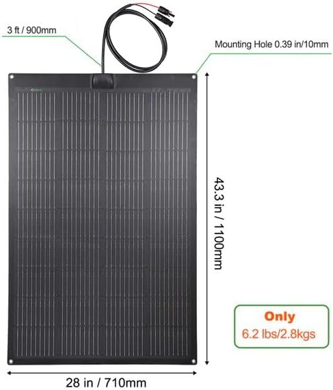 Lensunsolar 150W 12V ETFE Black Flexible Solar Panel, 43.3x28in, PERC 9BB 23.5%+ Efficiency Mono Solar Cells, for Campers, RVs, Boats,Camping, Tent
