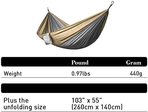 Forbidden Road Camping Hammock 400lbs Capacity Portable Hammock for Outside, Backyard, Travel, Backpacking, Beach