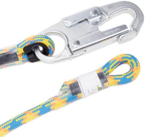 Rock-N-Rescue RNA 11.8mm Drenaline Economy Lanyard 12ft | Durable Climbing Line with Heavy-Duty Steel Snap Hook | Smooth Operation | 5,400lb Tensile Strength | Arborists & Rescue