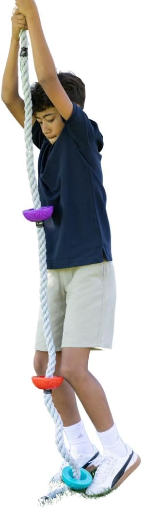 Slackers 8 ft Multi-Color Climbing Rope - Best Outdoor Ninja Warrior Training Equipment for Kids - A Great Addition to Your Backyard Ninjaline Obstacle Course